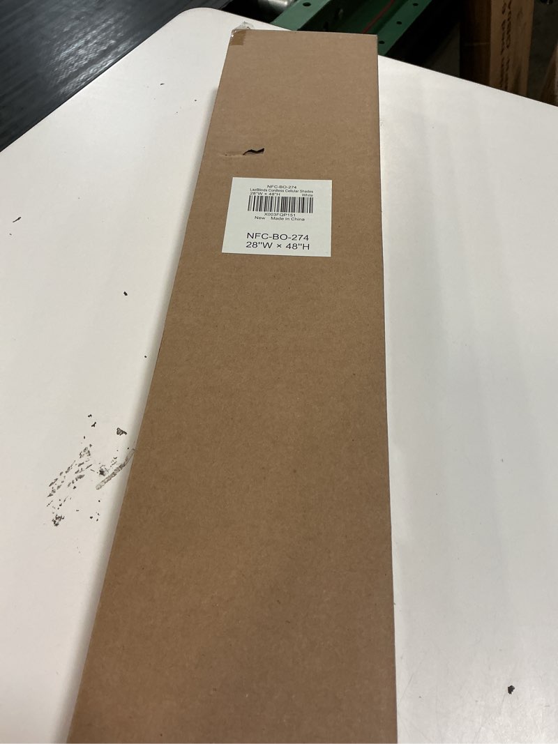 Condition photo showing New/Like New for lazblinds cordless cellular shades, no tools no drill blackout honeycomb shades pleated blinds for windows, 28'' w x 48'' h, silver white blackout-silver white 28'' w x 48'' h