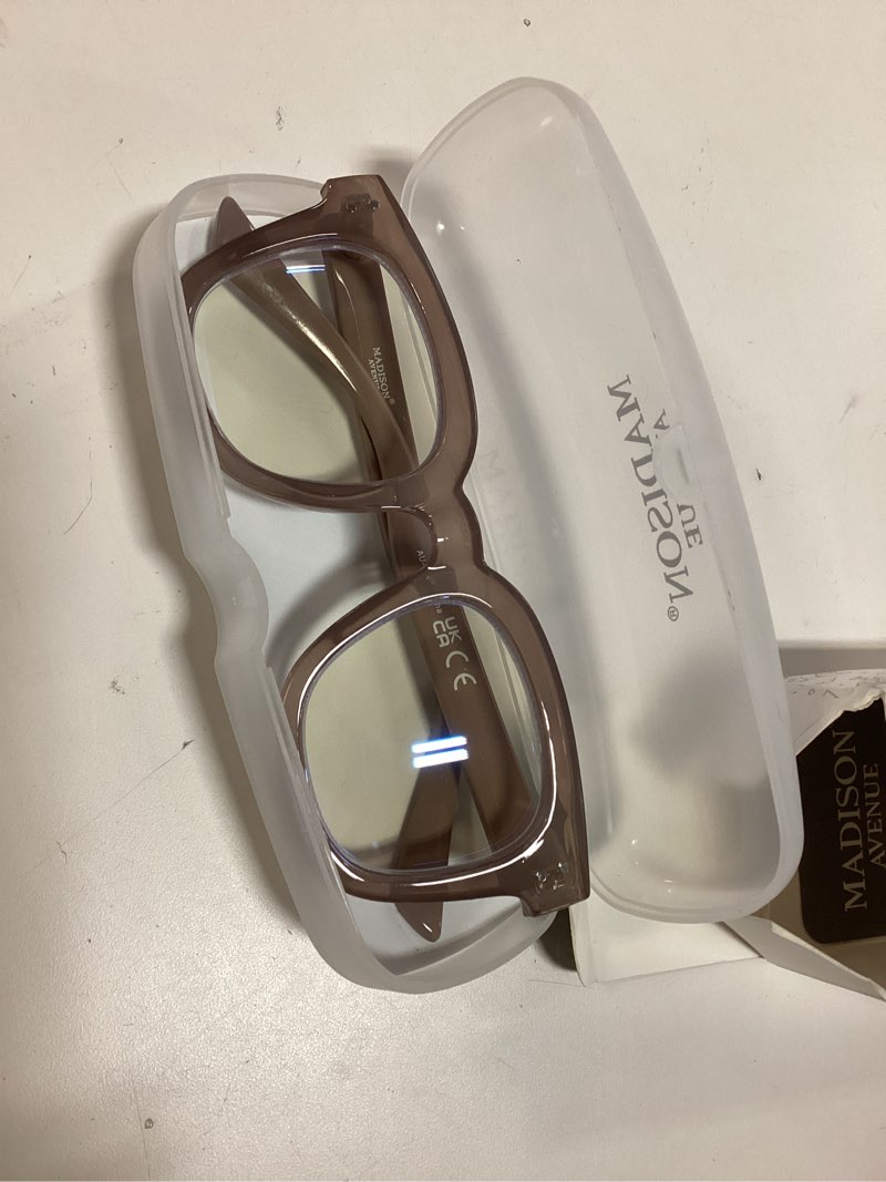 Condition photo showing Good Condition for Madison Avenue Blue Light Blocking Glasses Oversized Fashion Blue Light Glasses for Women Anti Eyestrain & UV Protection Computer Eyeglasses (Milk Grey Brown)