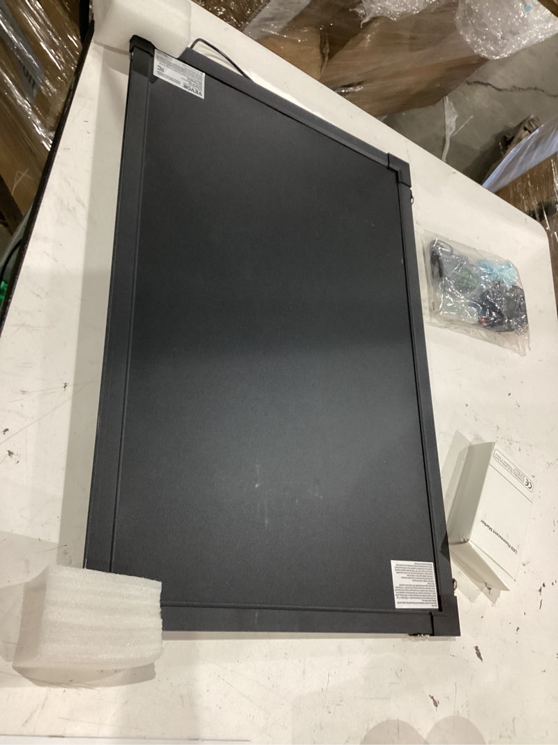 Condition photo showing Good Condition for vevor led message writing board, 24"x16" illuminated erasable lighted chalkboard, neon effect menu sign board, drawing board with 8 fluorescent chalk markers and remote control, for home wedding shop 16"w x 24"h