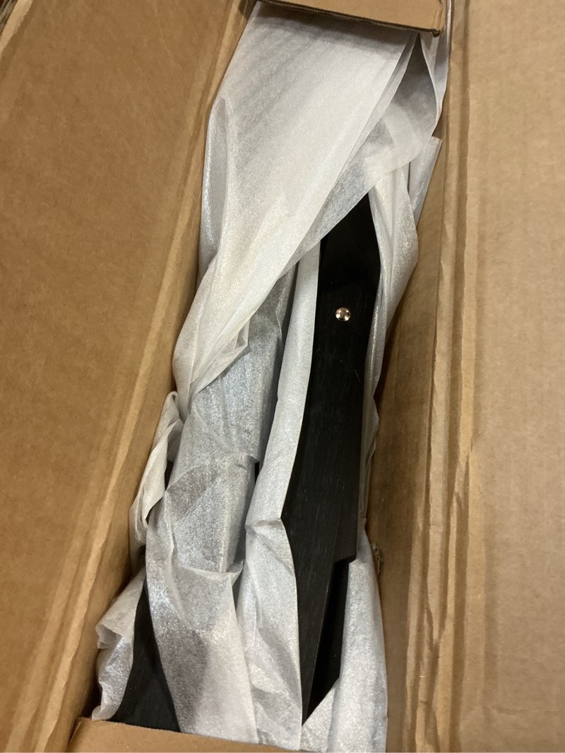 Condition photo showing As Is for 2 Pack Fully Assembled Black Luggage Racks, Bamboo 26.77" Folding Suitcase Stand for Guest Room with 5 Nylon Straps, Heavy Duty, Upgraded Luggage Rack Holder with Shelf for Bedroom Hotel Black 2 Pcs