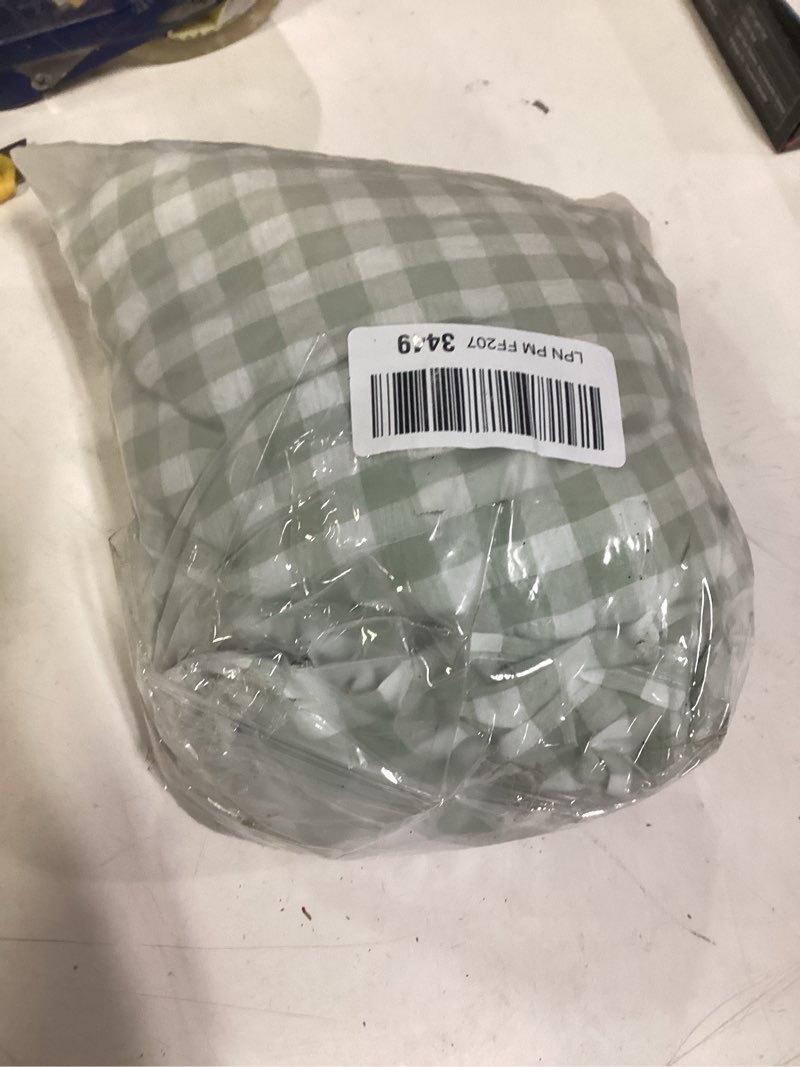 Condition photo showing New/Like New for ZJDECOR Sage Green White Buffalo Plaid Ruffle Curtains 95 Inches Long,Woven Crinkled Not-See-Through Sheer Drapes,Shabby Chic Window Treatment for Bedroom Living Room,Rod Pocket,40" Wx95 L,Pack of 2 40"W x 95"L (Pack of 2) Sage Green
