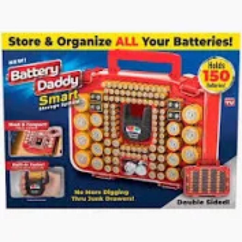 Ontel Battery Daddy Storage & Organizer Case with Light and Tester, Stores & Protects Over 200 Batte