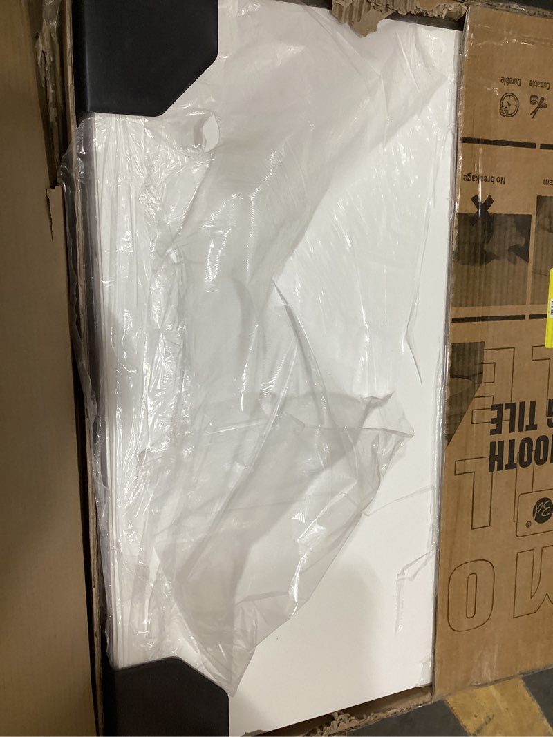 Condition photo showing New/Like New for smooth white drop ceiling tile 2ft x 2ft, ceiling panel 24 x 24in – waterproof, washable and fire-rated to prevent breakage- cover 48 sq. ft-package of 12 tiles white 2x2