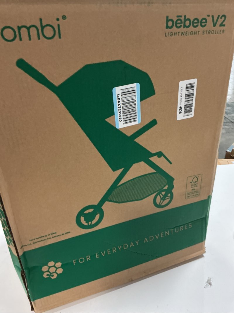 Condition photo showing New/Like New for bombi b?bee v2 lightweight baby stroller - premium vegan leather, one-hand fold, infinite recline, aircraft-grade aluminum frame, xxl canopy, and ample storage umbrella stroller - storm blue