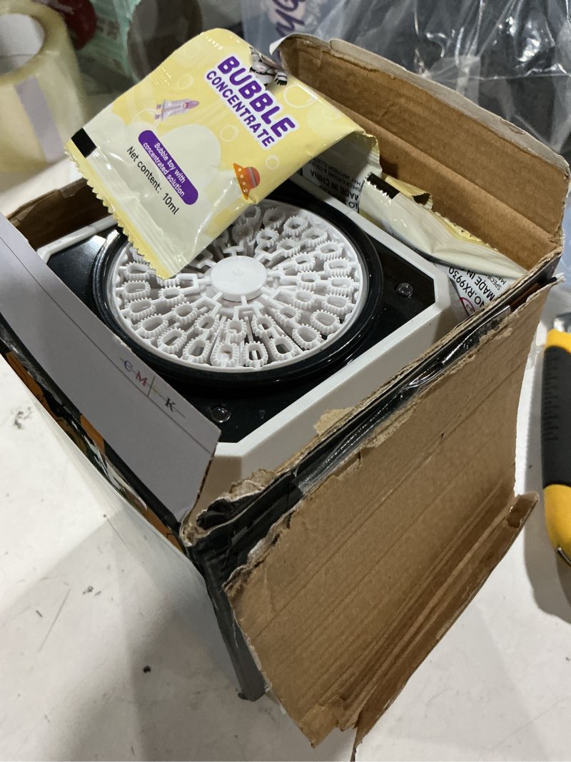 Condition photo showing Good Condition for 2026 bubble blower with led lights automatic bubble machine operated by usb or battery,for wedding/outdoor party essential toy kids birthday gift bubble maker+10 solution 1