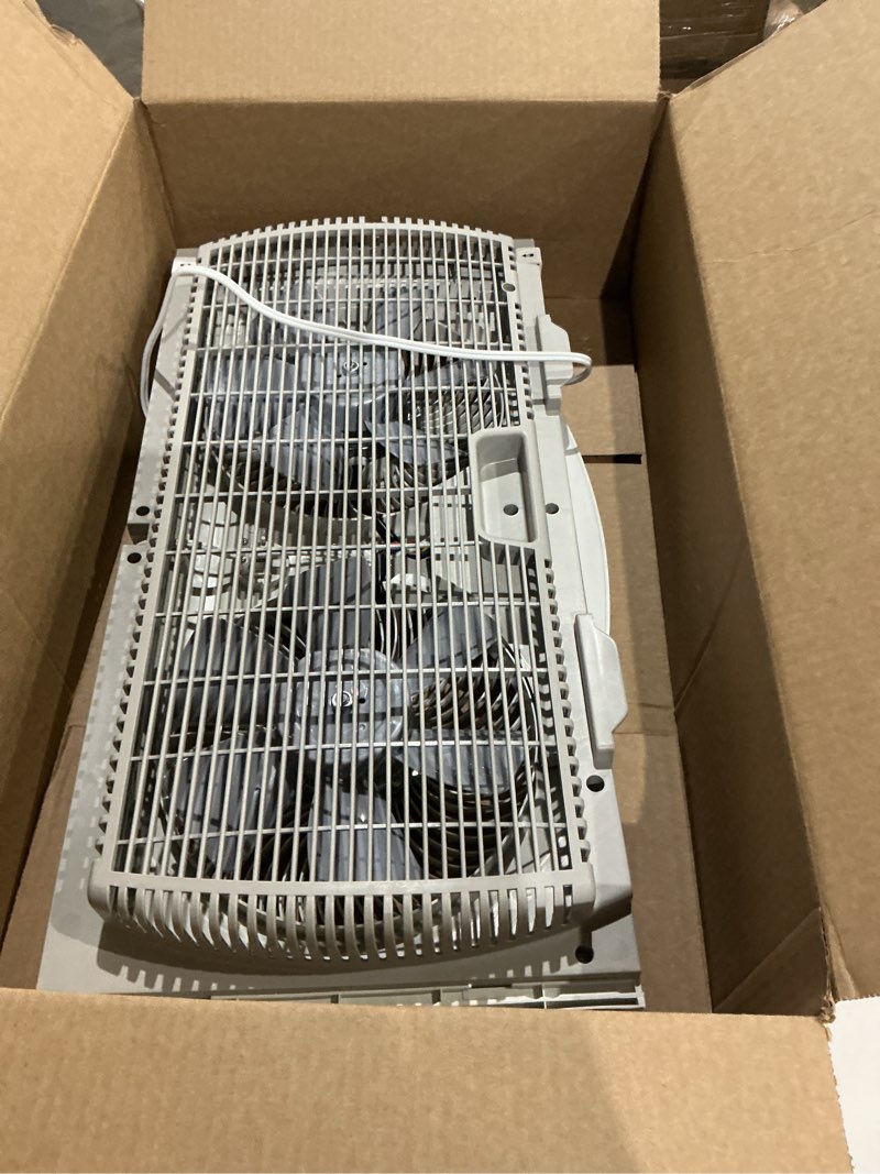 Condition photo showing Good Condition for Bionaire Window Fan with Reversible Airflow Blades – 3-Speed Settings, Programmable Thermostat, LED Display, Remote Control, Fits 24–36" Windows, No Assembly Required White 2 Blades Electronic control with LCD screen Window Fan