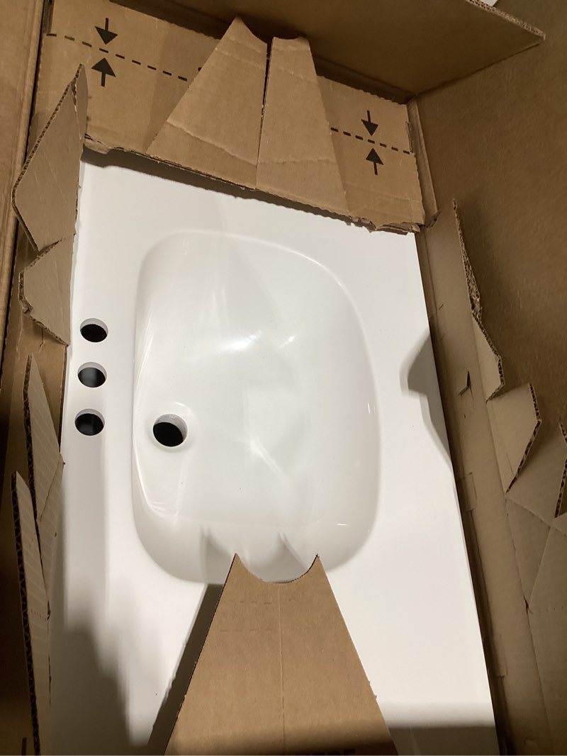 Condition photo showing Good Condition for project source 36-in white single sink bathroom vanity with white cultured marble top