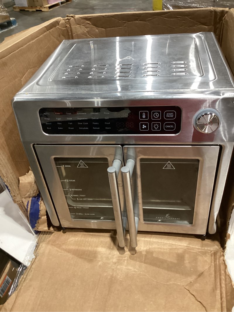 Condition photo showing As Is for emeril lagasse french door air fryer toaster oven combo, 26qt, stainless steel