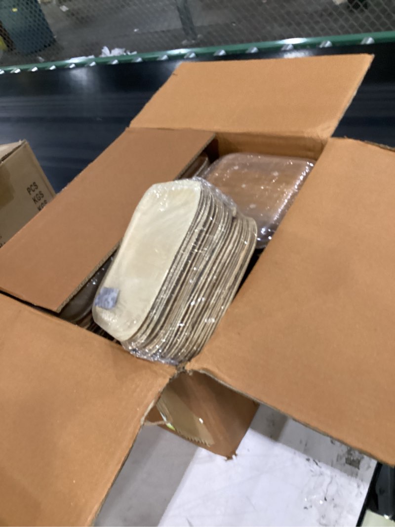 Condition photo showing As Is for eco soul 100% compostable 8 inch round palm leaf plates [200-pack] i premium disposable plates set i heavy duty eco-friendly bamboo plates disposable i round disposable plates