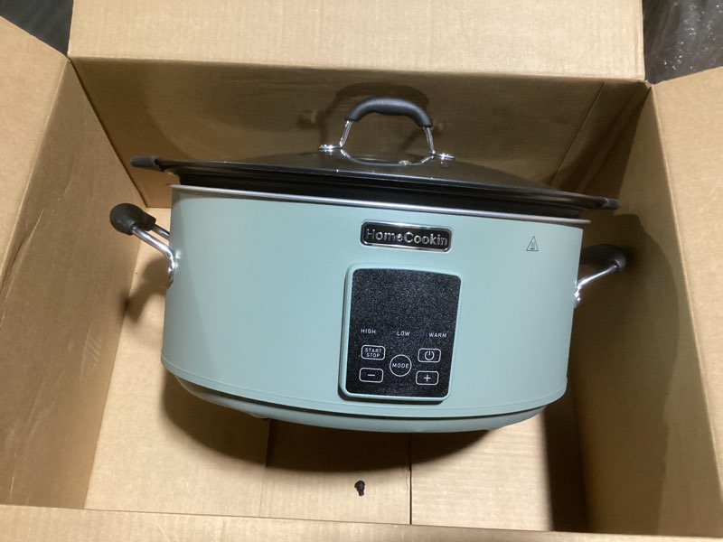 6 quart programmable slow cooker removable healthy nonstick pot - small kitchen appliance for family dinners - serves 6+ people - heat settings: keep warm olive