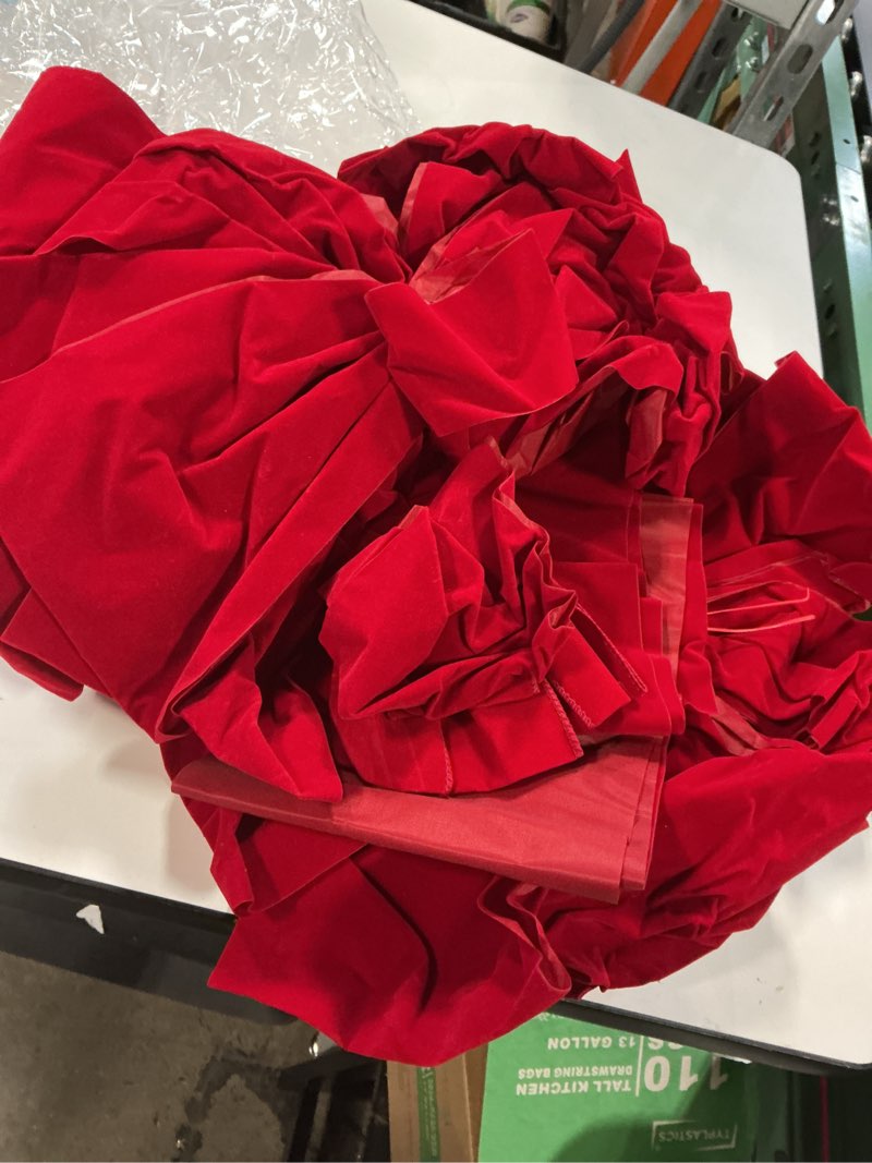 Condition photo showing As Is for Janinka 6 Pcs Christmas Red Velvet Bows Decoration Set Include 1 Large Red Bow Tree Topper, 1 Small Wreath Bow and 4 Velvet Chair Bows Sashes Holiday Decor for Christmas Tree, Wreaths, Dining Chairs