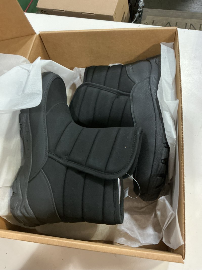 Condition photo showing New/Like New for lands' end expedition insulated winter boots for men, lace up or slip on waterproof mens snow boots, medium or wide width men's shoes size 8 to 13, black, brown, green or grey 10 black