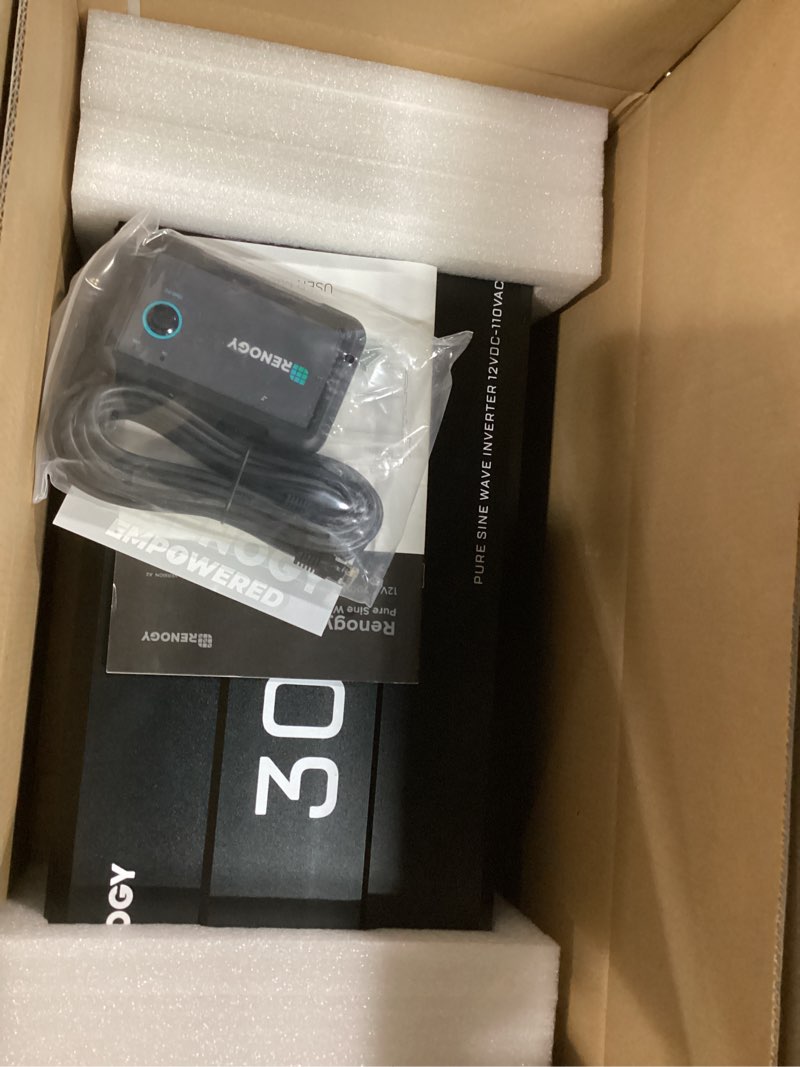 Condition photo showing New/Like New for Renogy Inverter P2 3000 watt Pure Sine Wave Inverter, Solar Car Power Inverter 12V to 120V AC Converter for RV, Truck, Camping, Home Backup, Outdoor, Emergency, Off-Grid Living, 16.4FT Remote Control 12V 3KW