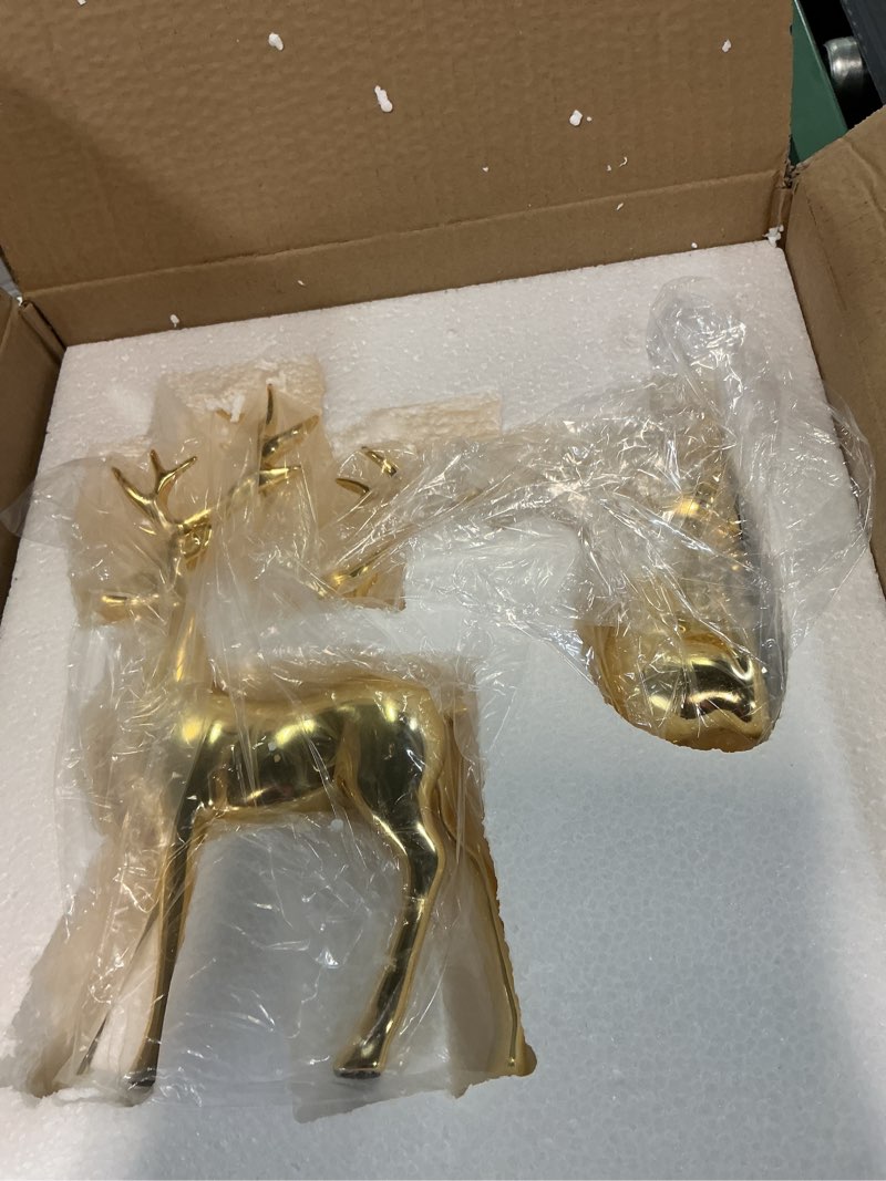 Condition photo showing New/Like New for 2Pcs Elk Deer Statue Reindeer Figurines Resin Sculpture Living Room Home Decoration Nordic Tabletop Ornaments (Gold 2pcs) Silver Blue Gradient 2pcs