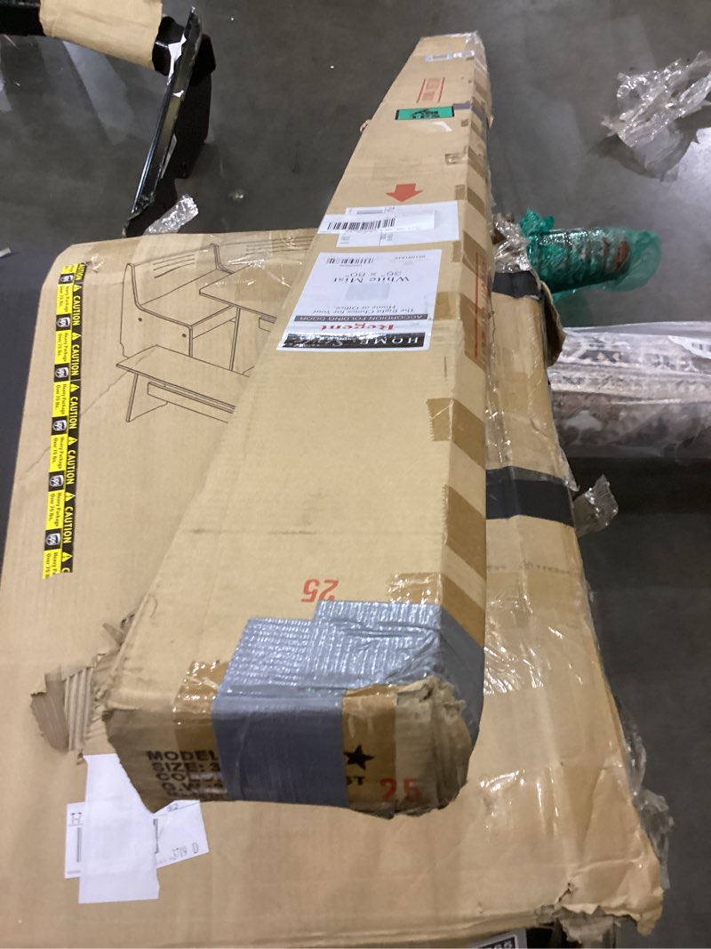 Condition photo showing As Is for LTL Home Products Via 36 by 80 Inch Vinyl Panel Single Folding Accordion Door with Flexible Hinges for Home and Office Interiors, White Mist 36" x 80" White Mist