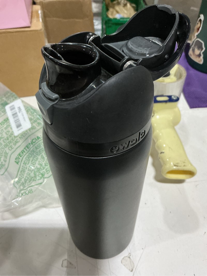 Condition photo showing As Is for owala freesip insulated stainless steel water bottle with straw, bpa-free sports water bottle, great for travel, 32 oz, very, very dark very, very dark 32 ounces