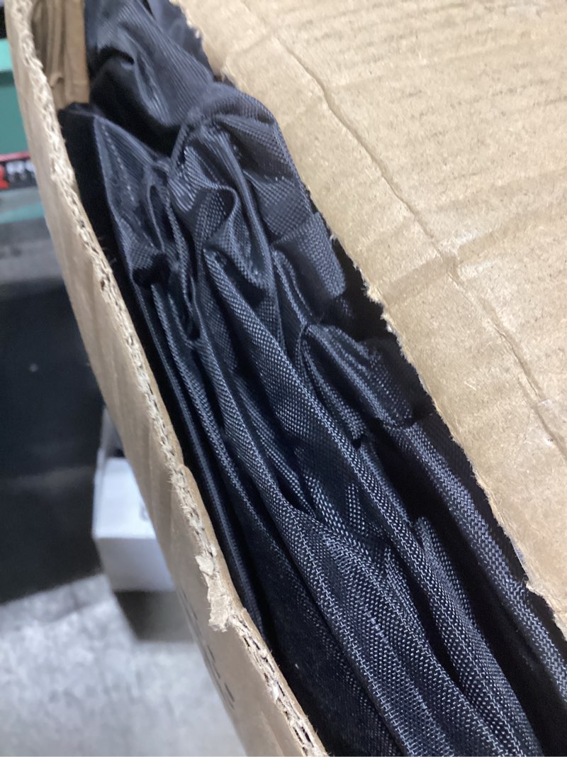 Condition photo showing As Is for hiraliy 20 mil heavy duty waterproof tarp, 20x30ft black tarpaulin with reinforced webbing loops, multipurpose oxford fabric tarp for firewood, roof, camping, pool black 20x30ft