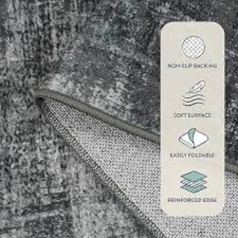lahome black 8x10 area rugs for living room, boho rugs for bedroom soft dining room rug, modern abstract ombre non-slip low-pile throw carpet for playroom home office(8'x10',black and white)