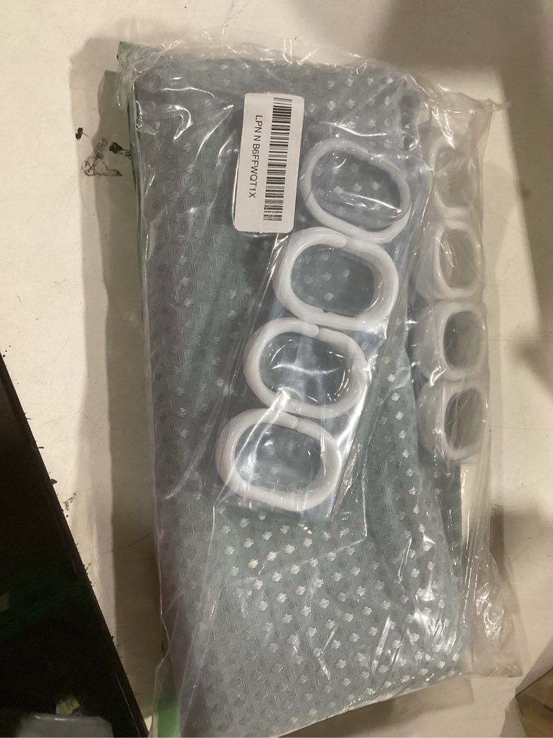 Condition photo showing Good Condition for Dynamene Extra Wide Shower Curtain-108 Inch Wide Waffle Weave Weighted Thick Cloth Bathroom Shower Curtain, Neutral Heavy Duty Hotel Bath Curtain Set with 18 Plastic Hooks,108x72, Grey/Gray Grey 108"W x 72"L (Pack of 1)