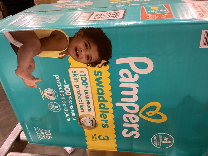 Condition photo showing New/Like New for Pampers Swaddlers Diapers, Size 3 (13-26 lbs), 136 Count, Absorbent, Keeps Baby Dry and Comfortable, Skin Safe Disposable Baby Diaper (Packaging May Vary) Size 3 136