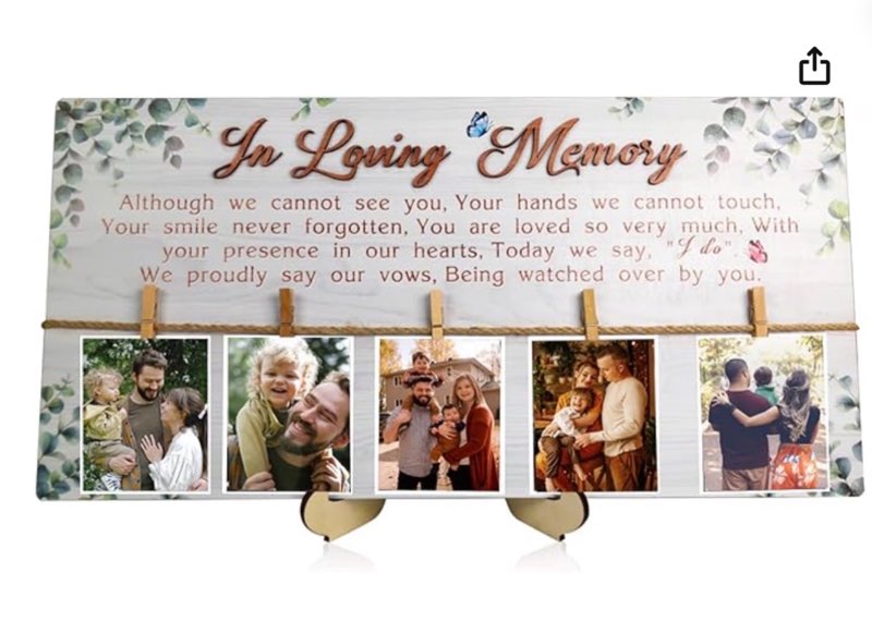 BINCUE 3D in Loving Memory Wedding Sign 20x10 Inch with 5 Clips, Wedding Decor to Honor Souls, Wedding Memory Table Sign, Wedding Remembrance Sign