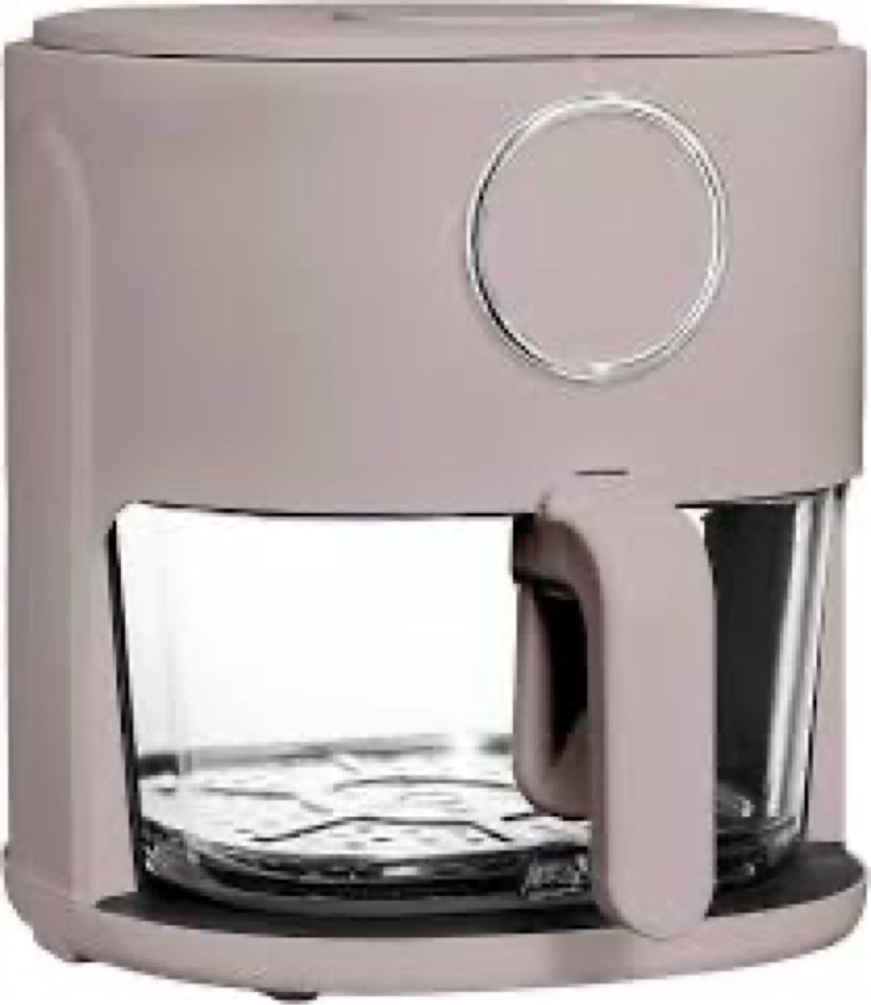 Cook with Color 1200W 4Qt Air Fryer: Stylish Design, Glass Basket, Dishwasher Safe, Digital Display,