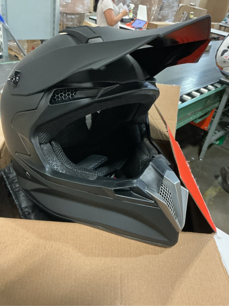 Condition photo showing Good Condition for oumurs adult motocross dirt bike helmet with goggles, gloves & mask dirt bike atv helmet for unisex-adult men women adjustable sun visor dot/fmvss-218 off-road motorcycle helmet utv helmet downhill matte black-188 x-large