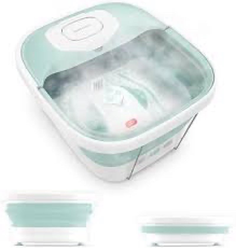 HoMedics Smart Space Deluxe Footbath with Heat Boost, Patented Collapsible Design, Invigorating Bubb