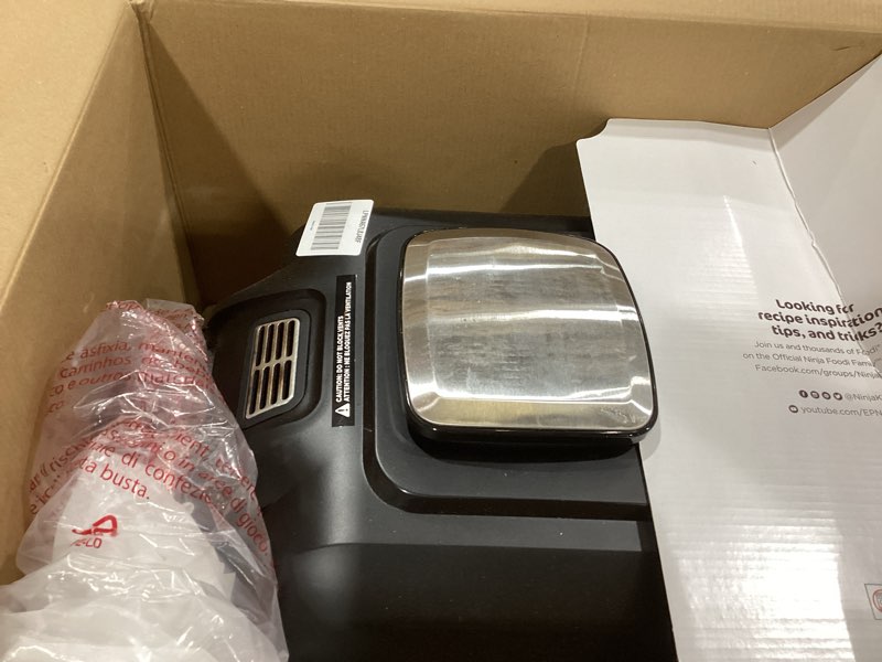 Condition photo showing As Is for ninja | indoor grill | foodi | 5-in-1 (grill, air fry, roast, bake, and dehydrate | fits up to 3lb roast | smoke control system and dishwasher safe parts| black/grey | ag301