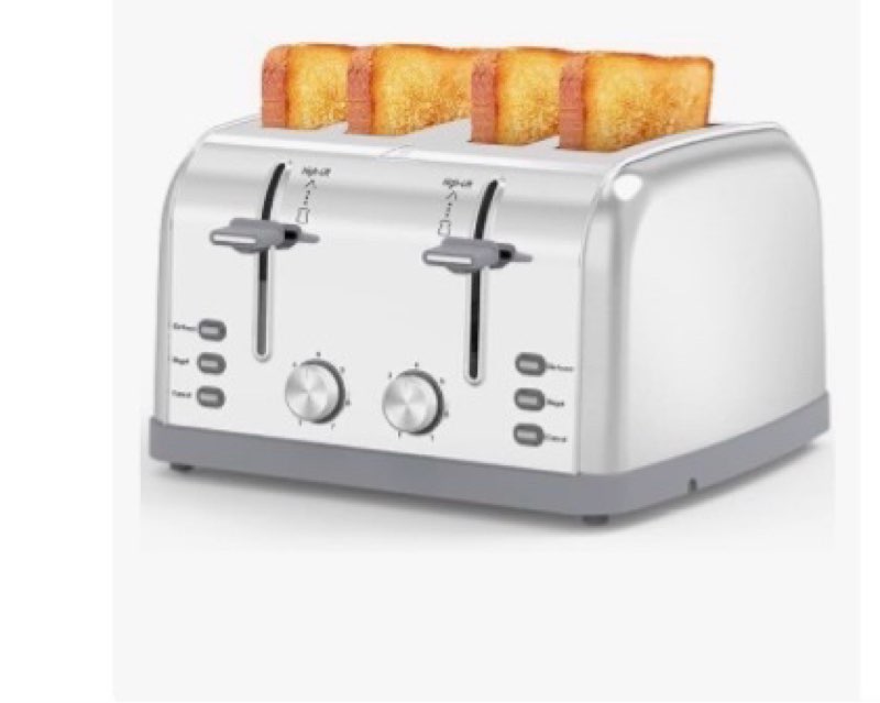 Anfilank Toaster 4 Slice,Retro Stainless Steel Toaster with Extra Wide Slots, Dual Independent Contr