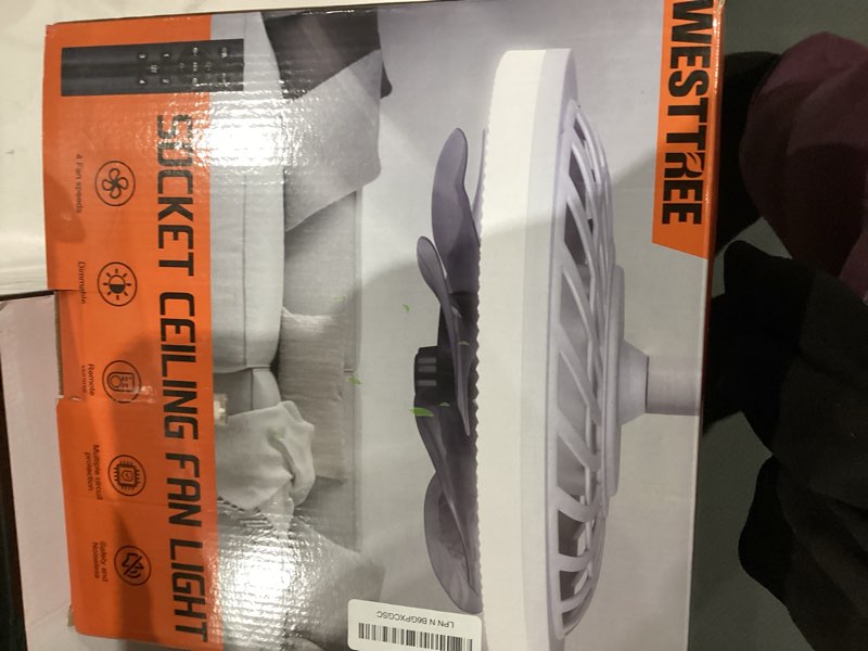 Condition photo showing New/Like New for Socket Ceiling Fan Light,Bulb Socket Fan with Remote,Dimmable E26 Base Ceiling Fans with Lights for Bedroom,Screw in Fan and Light Combo,Mini Small Ceiling Fan with Light,Recessed Light Fan Lamp Black