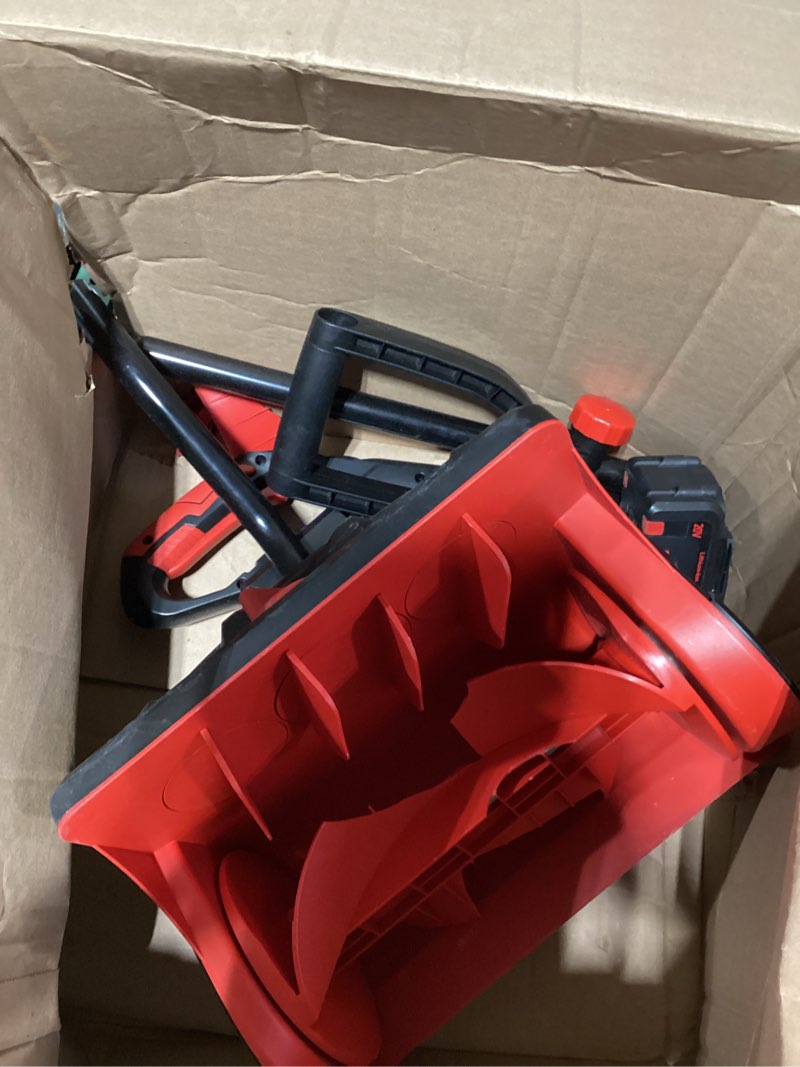 Condition photo showing As Is for MZK Cordless Snow Shovel, 20V 13-Inch Battery Powered Snow Thrower, Battery Snow Blower with Directional Plate & Adjustable Front Handle(4.0Ah Li-ion Battery & Fast Charger Included)