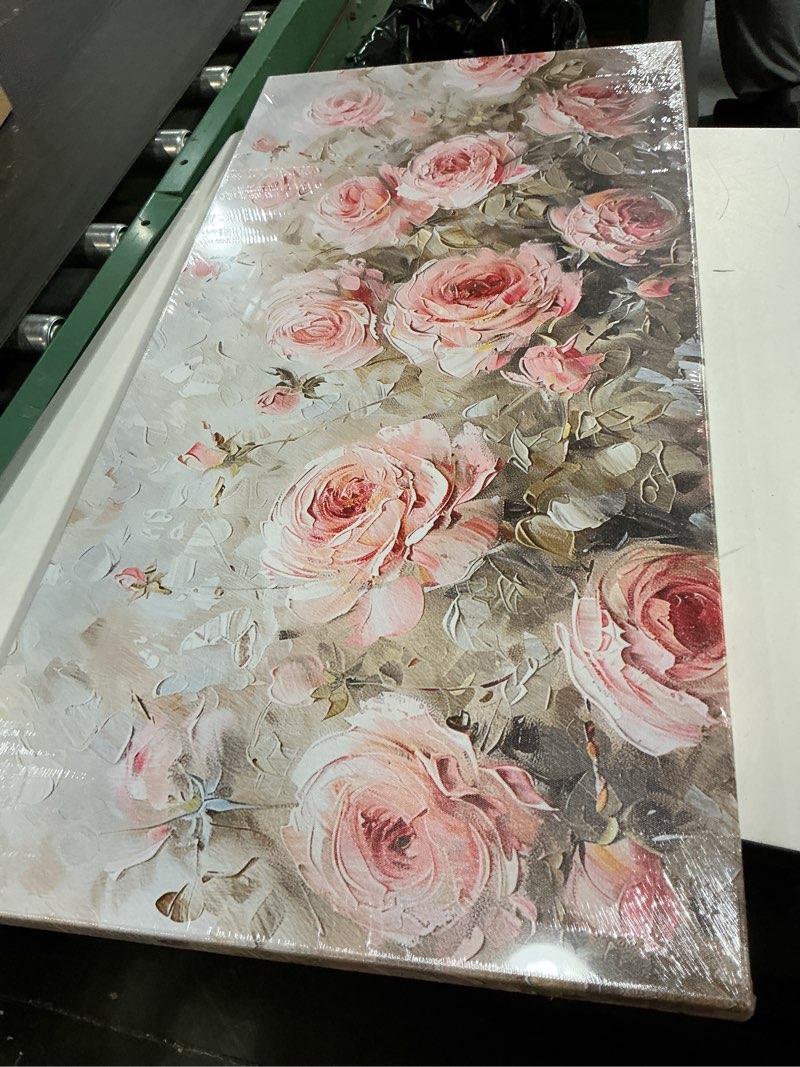 Condition photo showing New/Like New for ChaudArt Flowers Pictures Wall Decor Rose Wall Art Pink Floral Canvas Painting Abstract Prints Artwork Framed for Bathroom Living Room Bedroom Kitchen Office Home Decor