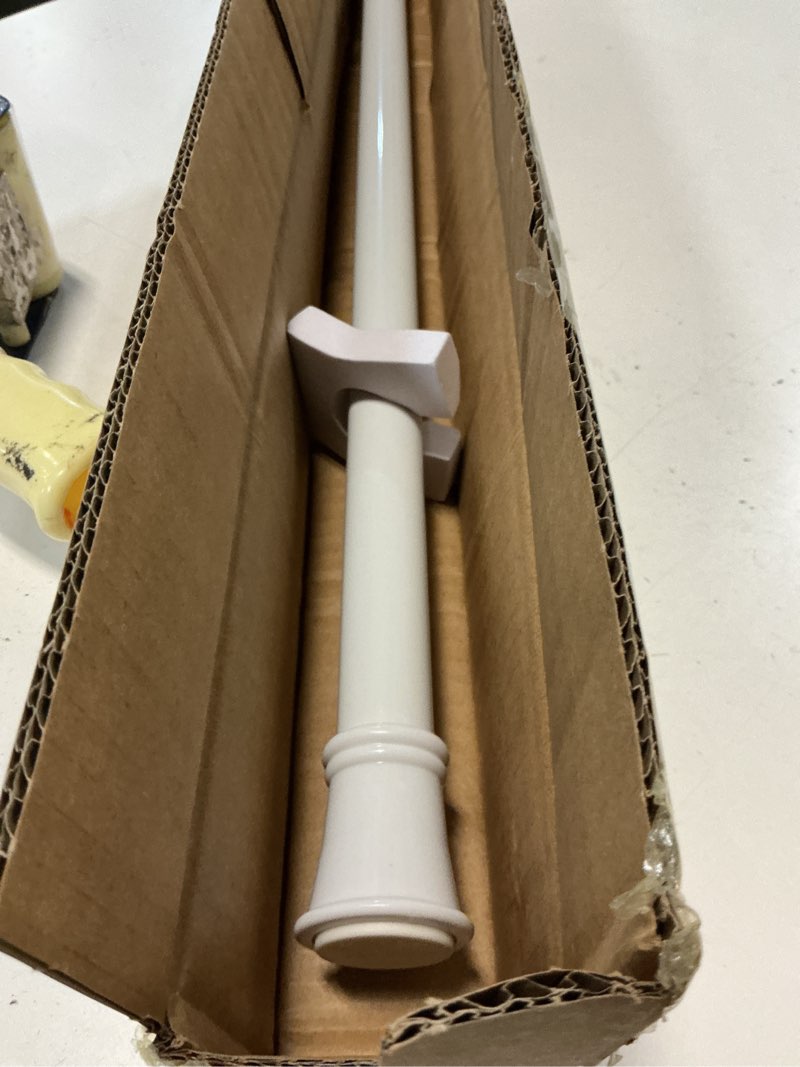 Condition photo showing Good Condition for zenna home adjustable curtain tension rod, no drill expandable tension window rod, easy installation, rental friendly, 51 - 120 inches, white white 51" to 120"