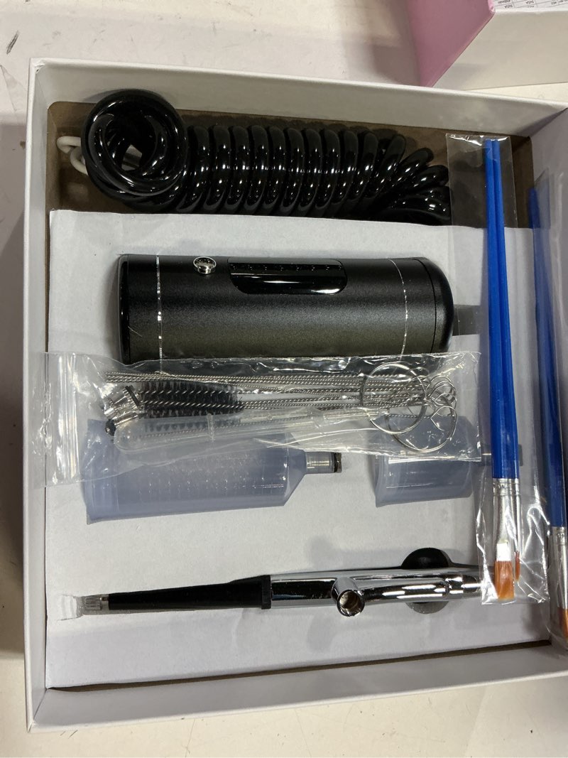 Condition photo showing New/Like New for cordless airbrush kit with compressor,48 psi high-pressure, 6000mah rechargeable,3-speed dual-action,0.2/0.3/0.5 mm nozzles & 3 cups,non-clogging for cake,models, makeup,painting,nails art (black)
