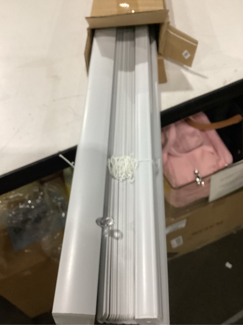 Condition photo showing As Is for lazblinds cordless white 1" room darkening vinyl mini blinds, 37" w x 48" h horizontal window blinds for home, cordless shades for indoor windows white 37"w x 48"h