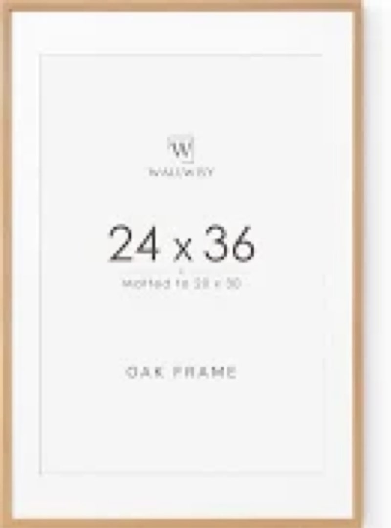 24x36 Poster Frame, Solid Oak 24x36 Picture Frames with Mat to 20x30, 36x24 Natural Wood Frame Horiz