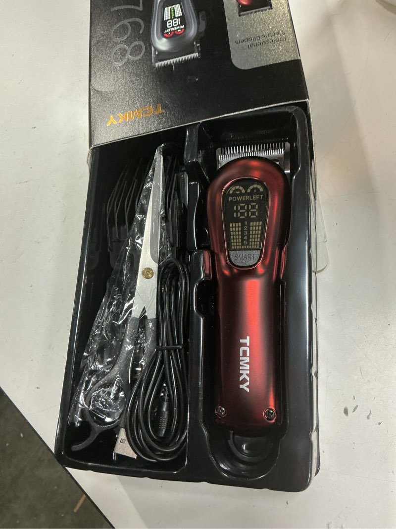 Condition photo showing Good Condition for tcmky hair clippers for men professional clippers for men cordless&corded barber clippers for hair cutting & grooming. rechargeable hair trimmer kit for household (red)