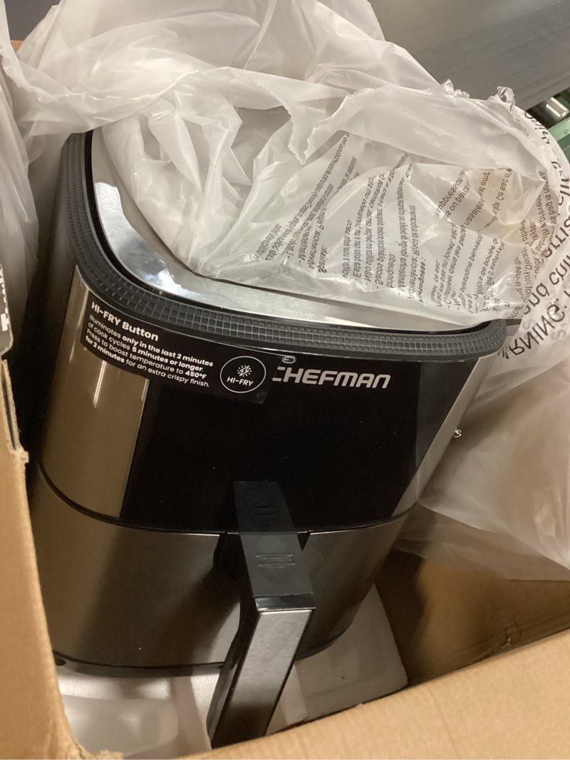 Condition photo showing Good Condition for chefman air fryer 6 qt | turbofry® 5-in-1 with 450°f hi-fry option for crispier results | bake, dehydrate, frozen | xl nonstick dishwasher-safe basket | stainless steel 6 quart stainless steel