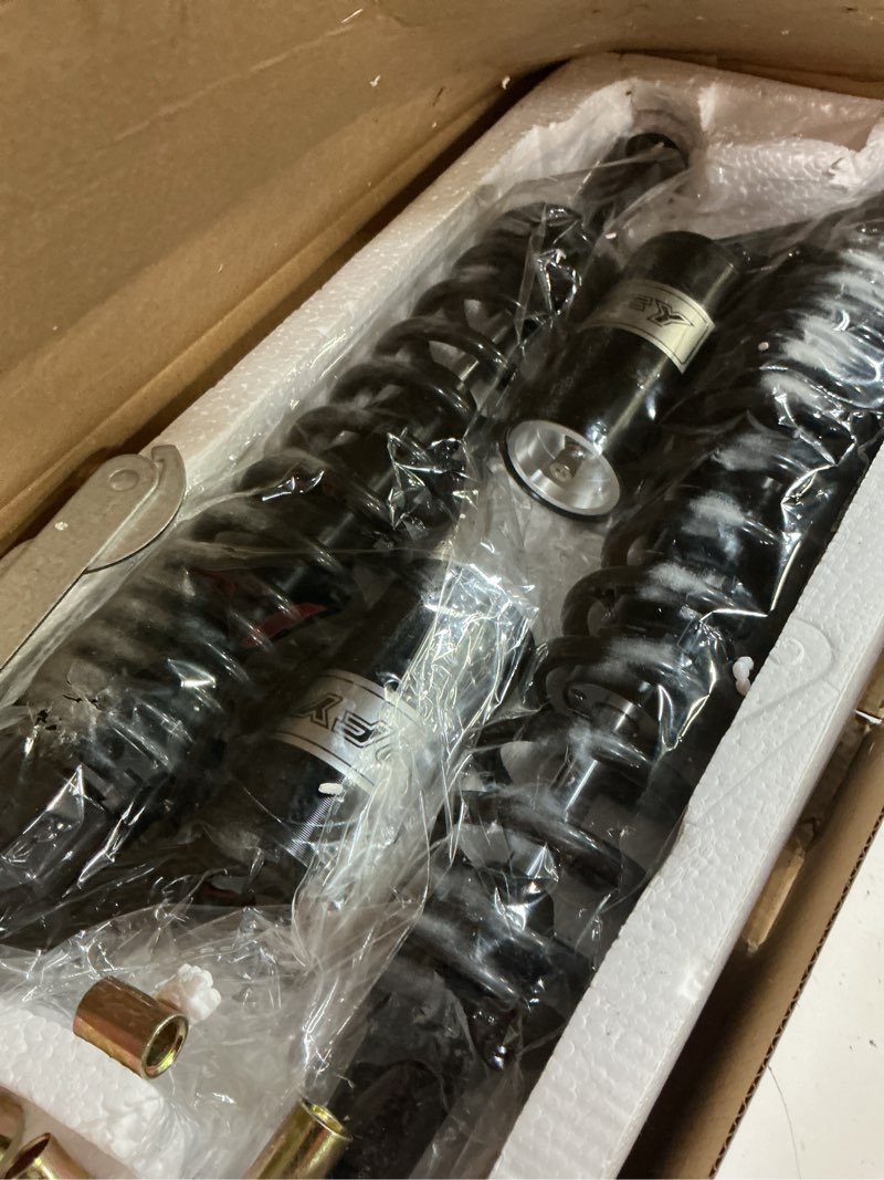 Condition photo showing New/Like New for 400mm/15.75inch pair motorcycle air shock absorber round hole universal for yamaha yfz 450 banshee honda trx 450 quad kawasaki suzuki atv go kart full black 400mm full black
