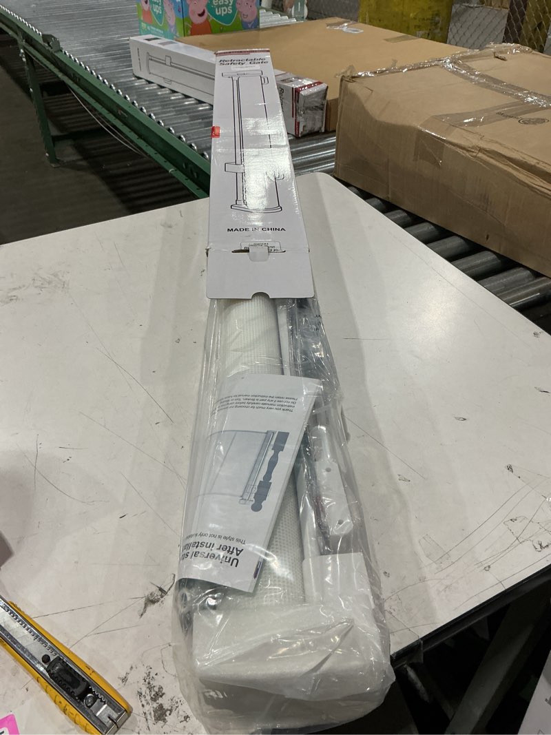 Condition photo showing New/Like New for reinforced 120 inch extra wide retractable baby gates for doorways extra long baby gates for large openings outdoor 10 ft retractable child gates for doorways indoor retractable dog gate for the house white reinforced 33" tall x 120" wide