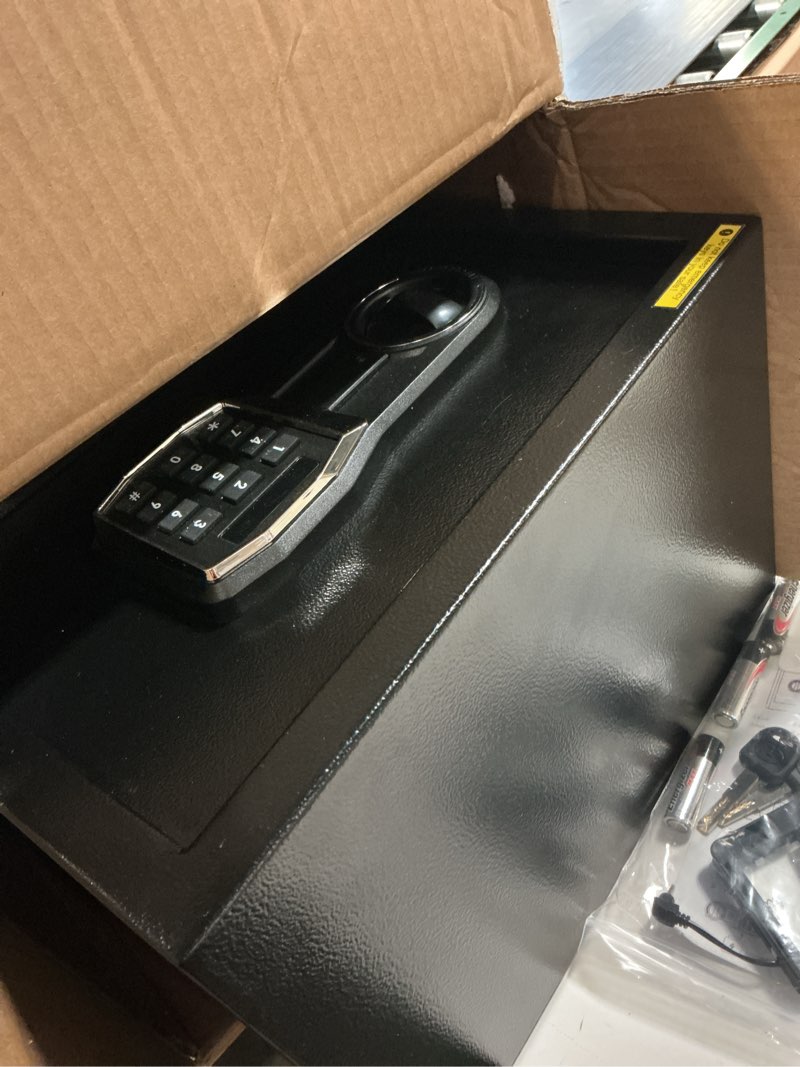 Condition photo showing Good Condition for 1.3 Cub Small Fireproof Safe for Home, Security Anti-Theft Fire Proof Safe Box with Spare Keys, Programmable Keypad and Alarm System, Digital Fireproof and Waterproof Safes for Document Money Medicine 1.3 Cubic