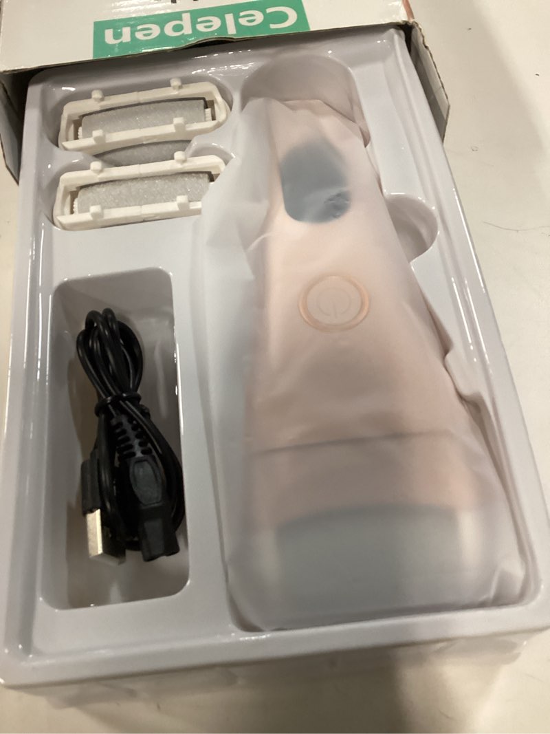 Condition photo showing New/Like New for electric foot file callus remover for feet - 3pcs larger grinding head&3speed, pedicure kit foot scrubber deadskin callus remover, foot care kit pedicure tools for dead skin callus hardskin dry cracks pink-3pcs grinding head