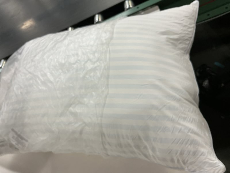 Condition photo showing As Is for wake in cloud - striped pillow cases, ticking vertical pin stripe modern farmhouse pattern printed, set of 2 soft pillowcases pillow shams covers, gray white, standard size 20x26 inches standard (20\"x26\") gray white ( 1 piece p ly )