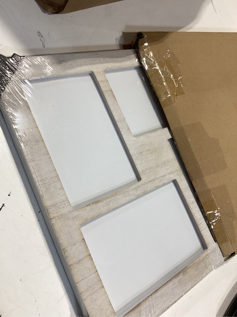 Condition photo showing Good Condition for yeskay 4x6 picture frame collage for wall decor,multiple photo collage frames with tempered glass,8-opening for 4 x 6 picture frames,rustic white,1 pack(od:11.75x21in) rustic white 4x6 - 8 opening(od:11x22in)