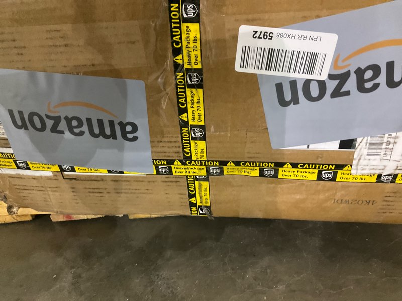 Condition photo showing As Is for Rolanstar Twin Size Bed Frame with LED Lights and Charging Station, Upholstered Bed Storage Headboard & Drawers, Heavy Duty Wood Slats, Easy Assembly 4 Drawers Grey Twin