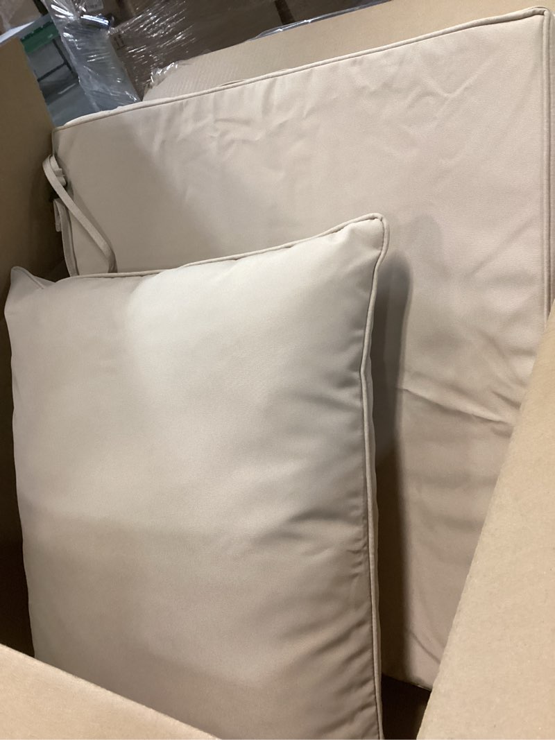 Condition photo showing Good Condition for artplan outdoor seat cushion set 24"x24"inch water-resistant&fade-resistant patio furniture cushions with removable cover deep seat&back cushion chair,sofa,and couch,beige beige a set with back