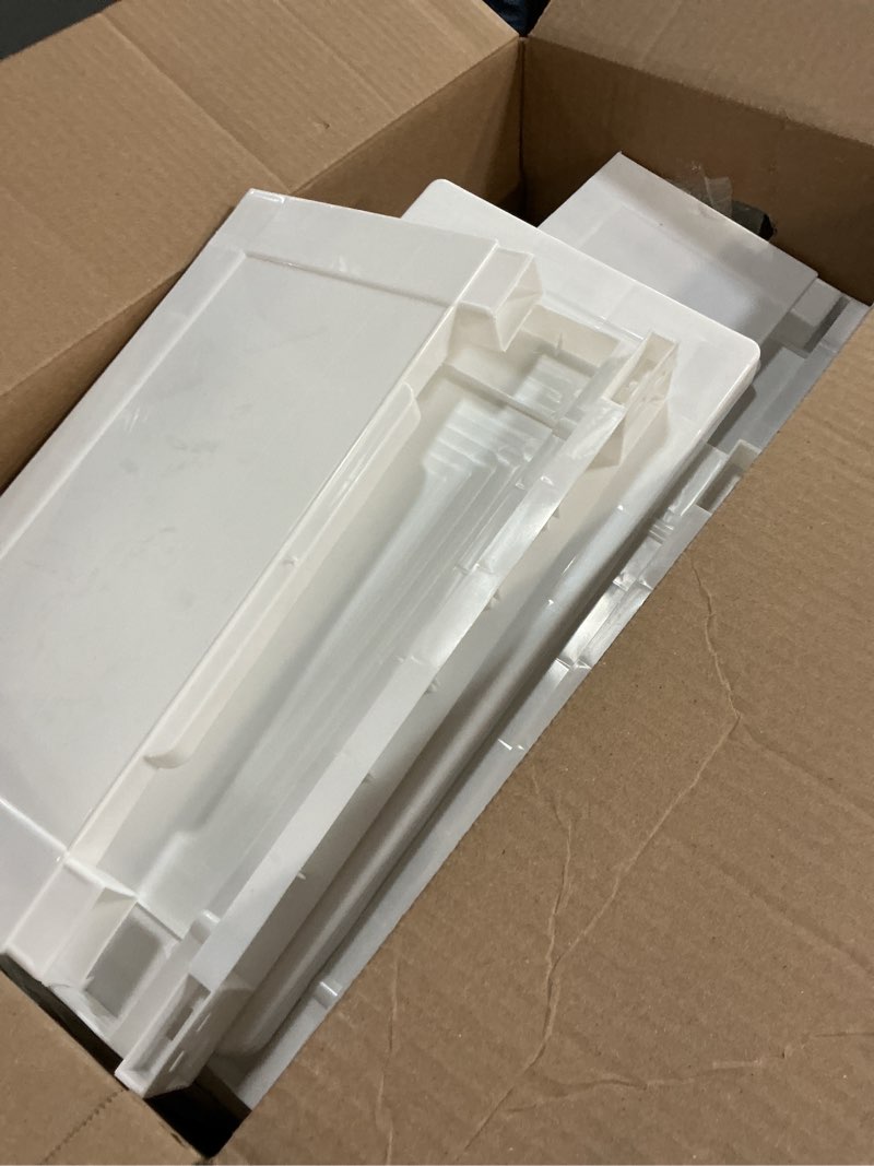 Condition photo showing As Is for 5 Drawers Narrow Slim Plastic Storage Cabinet,Storage Drawer with 4 Wheels,5 Tier Drawers Dresser,White 5 Drawers-7.87"W White