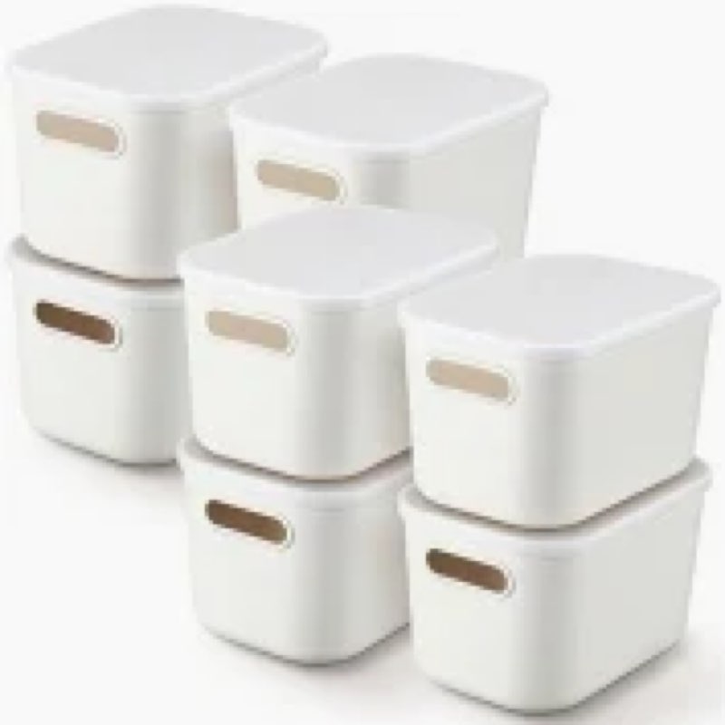 DOUKE White Plastic Storage Bins with Lids, 16qt & 8qt Stackable Storage Containers for Toys Crafts  ( incomplete 
