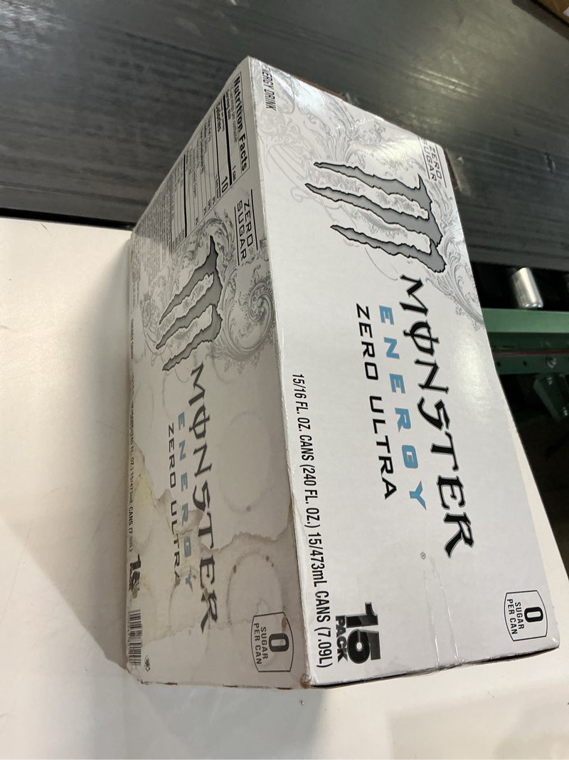 Condition photo showing New/Like New for monster energy zero ultra, sugar free energy drink, 16 ounce | pack of 15 zero ultra 16 fl oz (pack of 15)